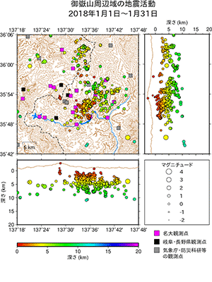 地震活動/2018年1月1日〜1月31日