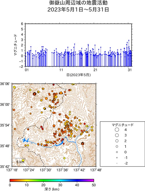 御嶽山周辺域の地震活動/2023年4月1日〜4月30日